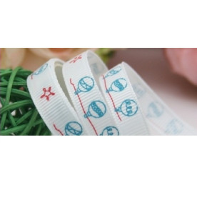 Репсовая лента с принтом Colorful Balloon 9 мм, 90 см