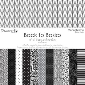 Набор бумаги Back to Basics Monochrome 30х30 см 12 листов от Dovecraft