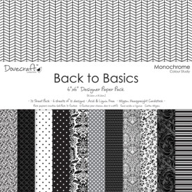 Набор бумаги Back to Basics Monochrome 15х15 см 24 листа, Dovecraft