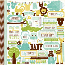 Лист с наклейками Bundle of Joy Boy 30х30 см, Echo Park