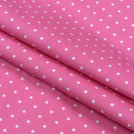 Декоративная ткань Топ горошек розовый, хлопок 100%, 50х70 см