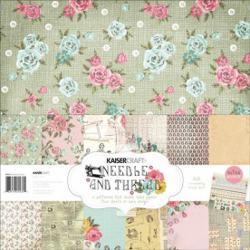 Набор бумаги Needle & Thread 30х30 см 12 листов + наклейки от Kaisercraft