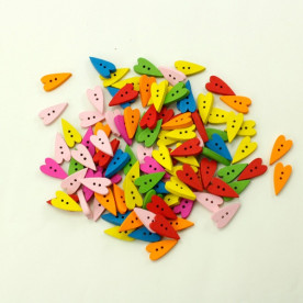 Набір різнокольорових гудзичків-сердечок, 10 шт, 21х11 мм