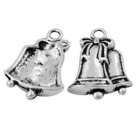 Підвіска "Два дзвіночка", античне срібло, 1 шт, 22х16 мм