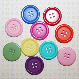 Набор пуговок различных цветов, диаметр 25 мм, 10 шт