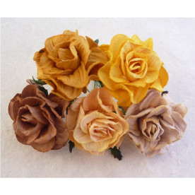Набор 5 диких розочек в коричнево-кремовых тонах, 40 мм