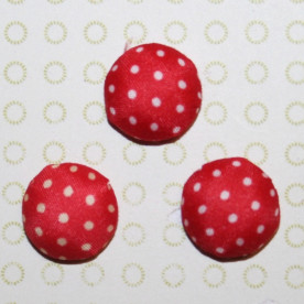 Тканевый кабошон красного цвета в горошек, 15х7 мм, 1 шт
