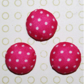 Тканинний кабошон яскраво-рожевого кольору в горошок, 15х7 мм, 1 шт