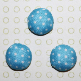 Тканинний кабошон блакитного кольору в горошок, 15х7 мм, 1 шт