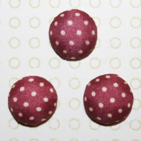 Тканинний кабошон бордового кольору в горошок, 15х7 мм, 1 шт