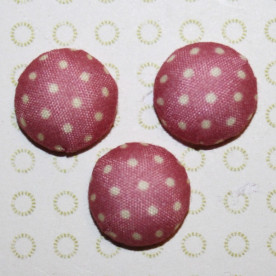 Тканинний кабошон попелястого рожевого кольору в горошок, 15х7 мм, 1 шт