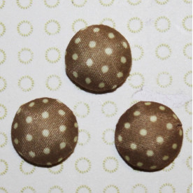 Тканевый кабошон светло-коричневого цвета в горошек, 15х7 мм, 1 шт
