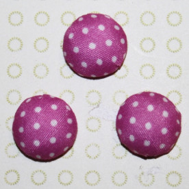 Тканинний кабошон темно-рожевого кольору в горошок, 15х7 мм, 1 шт