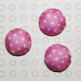Тканинний кабошон рожевого кольору в горошок, 15х7 мм, 1 шт
