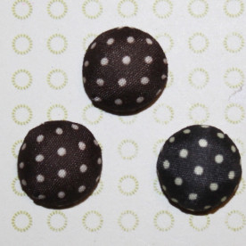 Тканевый кабошон коричневого цвета в горошек, 15х7 мм, 1 шт