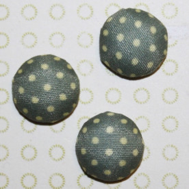 Тканинний кабошон темно-зеленого кольору в горошок, 15х7 мм, 1 шт