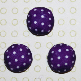 Тканевый кабошон фиолетового цвета в горошек, 15х7 мм, 1 шт