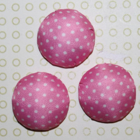 Тканинний кабошон світло-рожевого кольору в горошок, 26х12 мм, 1 шт