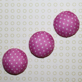 Тканинний кабошон темно-рожевого кольору в горошок, 26х12 мм, 1 шт