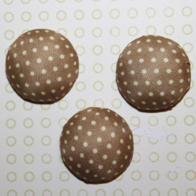 Тканевый кабошон  светло-коричневого цвета в горошек, 26х12 мм, 1 шт