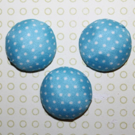 Тканинний кабошон блакитного кольору в горошок, 26х12 мм, 1 шт