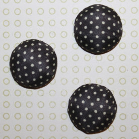 Тканинний кабошон темно-коричневого кольору в горошок, 26х12 мм, 1 шт