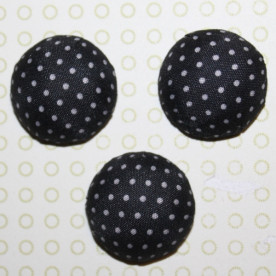 Тканинний кабошон чорного кольору в горошок, 26х12 мм, 1 шт