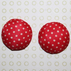 Тканинний кабошон червоного кольору в горошок, 26х12 мм, 1 шт