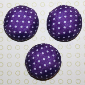 Тканевый кабошон фиолетового цвета в горошек, 26х12 мм, 1 шт