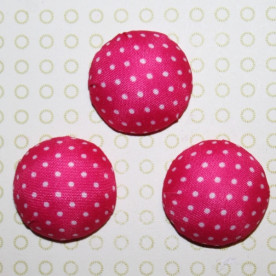 Тканинний кабошон яскраво-рожевого кольору в горошок, 26х12 мм, 1 шт
