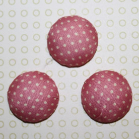 Тканевый кабошон розового цвета в горошек, 26х12 мм, 1 шт