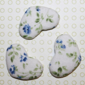 Тканинний кабошон Блакитні півонії, 33х22х7 мм, 1 шт