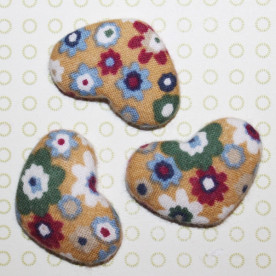 Тканинний кабошон Квіти на коричневому тлі, 33х22х7 мм, 1 шт