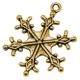 Металева підвіска "Сніжинка" 29 мм х 22 мм кольору античного золота