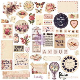 Набор высечек из чипборда + пайетки Love Clippings, Chipboard and More, Prima