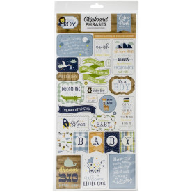 Набір клейового чіпборда Baby Boy - Phrases, 15х32 см, Echo Park
