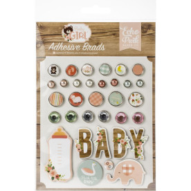 Набір брадс для скрапбукінгу клейових (без ніжок) Baby Girl, Echo Park