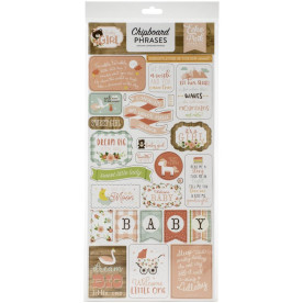 Набір клейового чіпборда Baby Girl - Phrases, 15х32 см, Echo Park