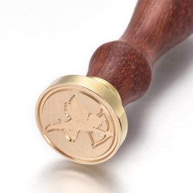 Печать для сургуча с деревянной ручкой, Купидон, латунь, золотой, 9 см, 2,55x1,45 см