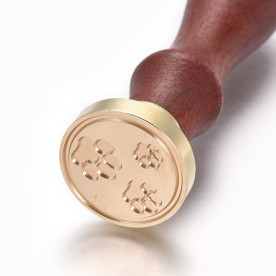 Печать для сургуча с деревянной ручкой, Собачьи лапки, латунь, золотой, 9 см, 2,55x1,45 см