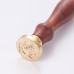 Печатка для сургучу з дерев'яною ручкою, Роза бутон, латунь, золотий, 8,9 см, 2,55x1,4 см
