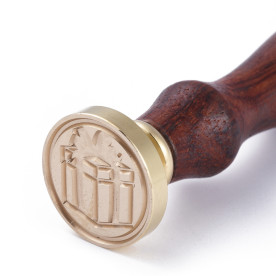 Печать для сургуча с деревянной ручкой, Подарок, латунь, золотой, 90 мм, 25x14,5 мм