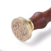 Печать для сургуча с деревянной ручкой, Узор с сердечками, латунь, золотой, 90 мм, 25x14,5 мм
