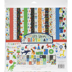 Набір паперу для скрапбукінгу Your Birthday Boy, 12 аркушів + наклейки, 30х30 см, Echo Park