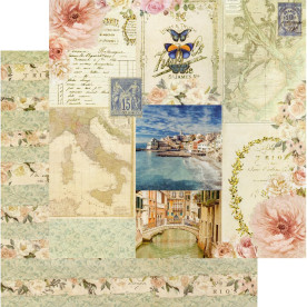 Лист двусторонней скрапбумаги с фольгированием Marina Grande - Capri, Prima