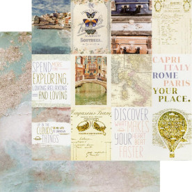 Лист двостороннього скраппаперу з фольгуванням Grotta Bianca - Capri, Prima