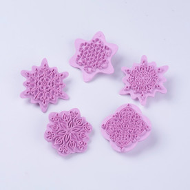 Набір кулінарних молдів, Візерунок ажурні квіти, 5 шт, 53x60, 6x6, 7x6, 6x7, 6x6 см, висота 15 мм