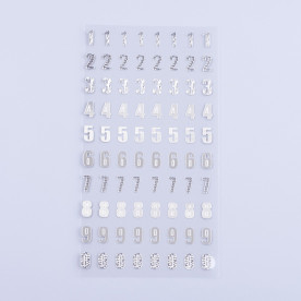 Набор наклеек (стикеров) Цифры серебро, 18х10 см, размер цифры 1х0,5 см