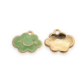 Подвеска с эмалью, Зеленая тучка, 1 шт, 11x14x2 мм