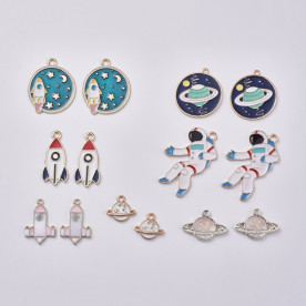 Набір підвісок з емаллю, Всесвіт, 7 шт, від 13 до 28 мм